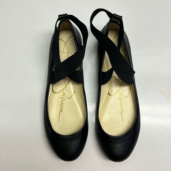 Jessica Simpson Black Criss Cross Ankle Ballet Rounded Toe Flats- 6.5M - Picture 1 of 12